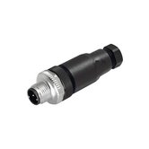 M12 connector, A-type coded, straight, for 24V DC