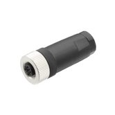 M12 connector, S-type coded, socket, straight, for 230V AC