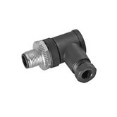 M12 connector, A-type coded, angled, for 24V DC