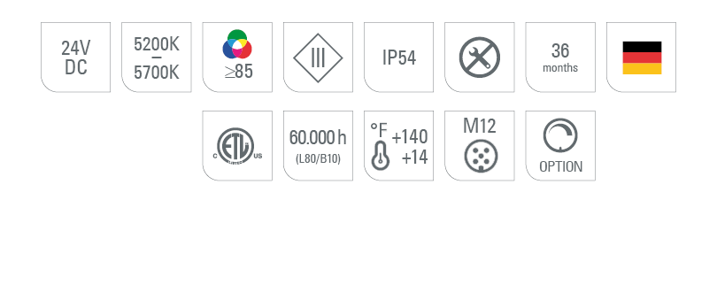 Features Icons | LED Machine Light | LED Bar Light | LEANLED II | LED2WORK