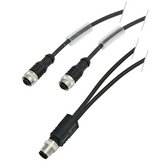 Y distributor M12 with cable outlet (2x1m), A-type coded