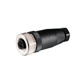 M12 connector, A-type coded, plug, straight, for 24V DC