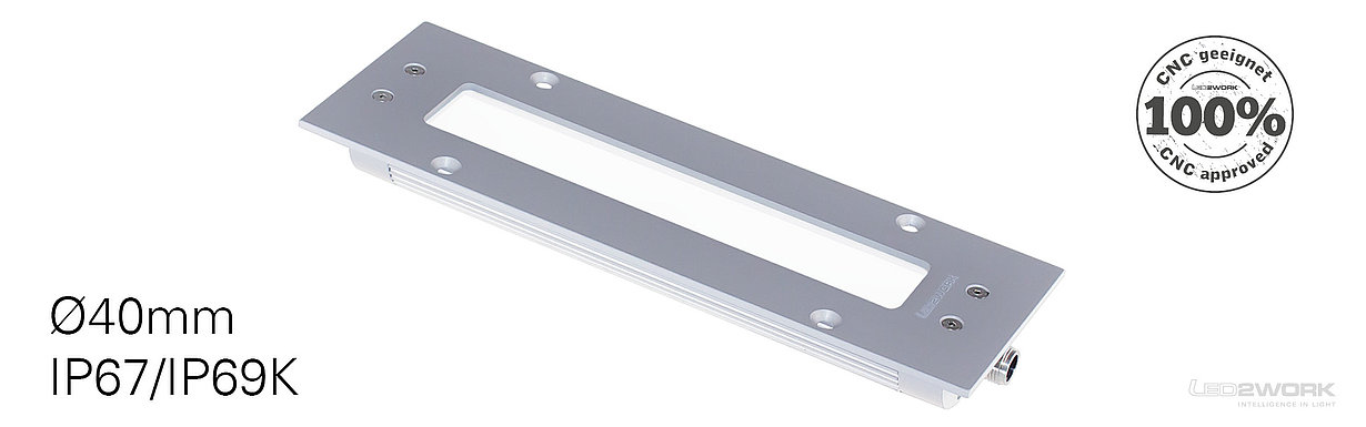 LED2WORK machine light TUBELED_40 II is integrated with a high protection class of IP67/IP69K.