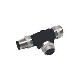 Tee connector M12 A-coded for 24V DC