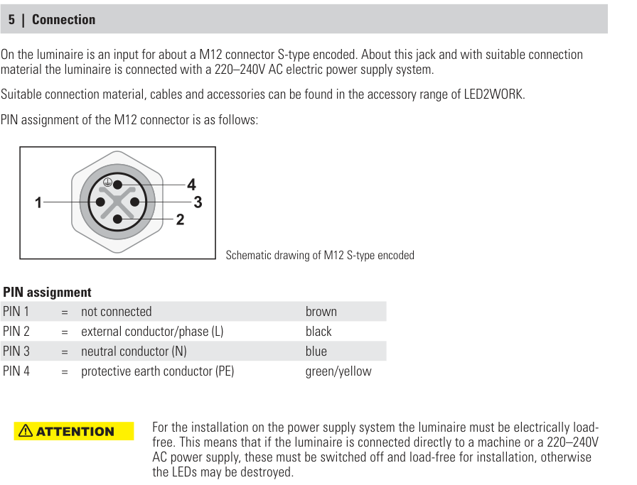Connection - pin assignment