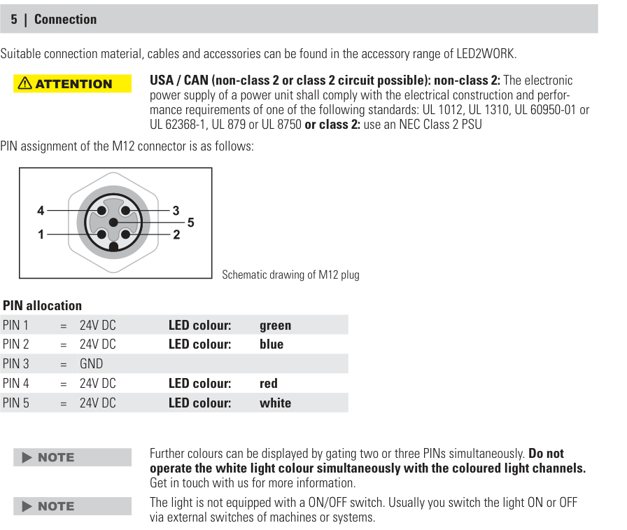 Connection - pin assignment