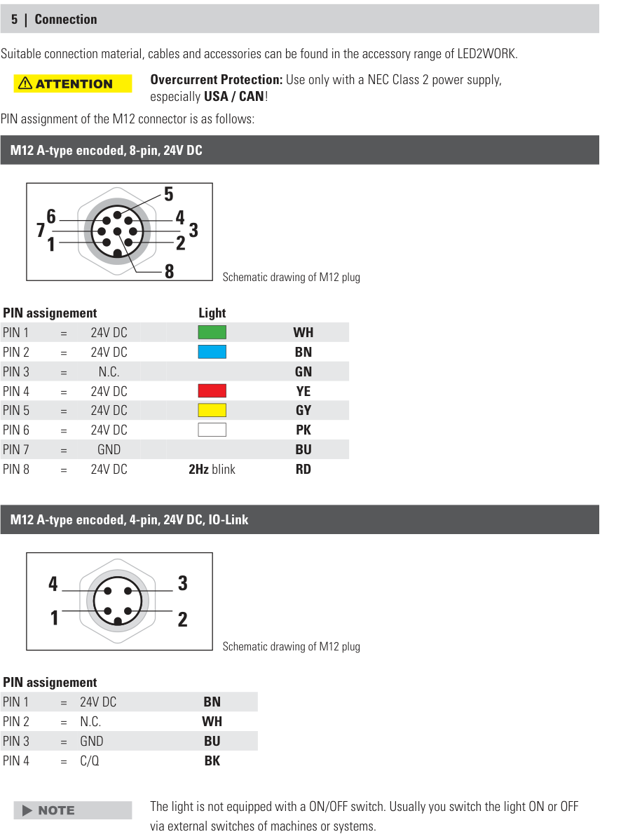 Connection - pin assignment
