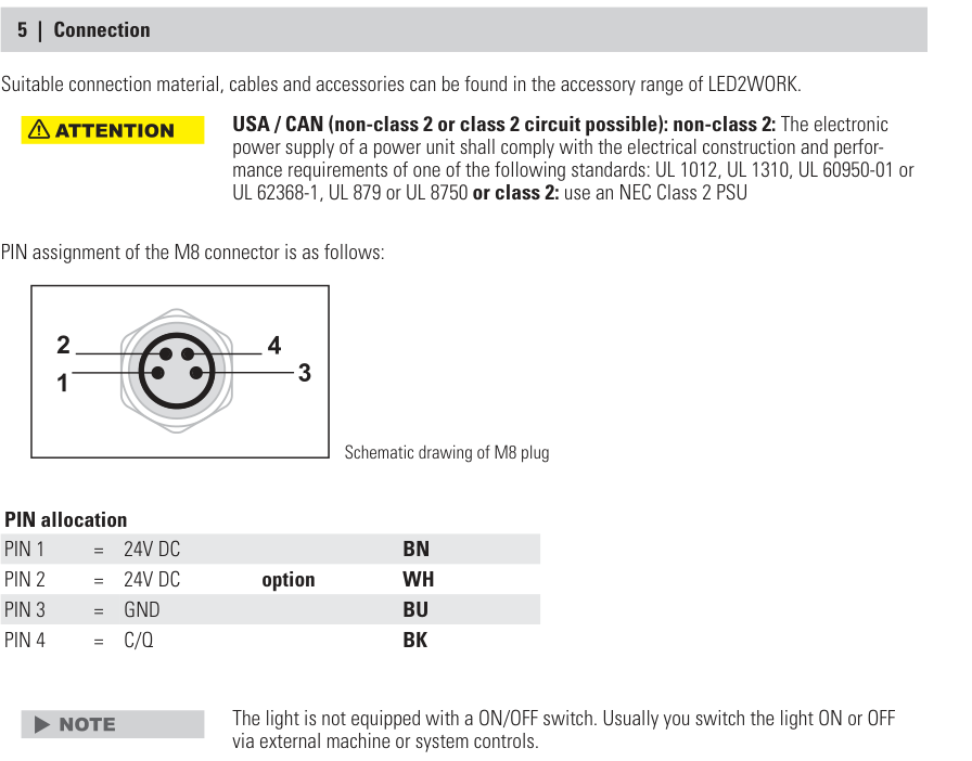 Connection - pin assignment