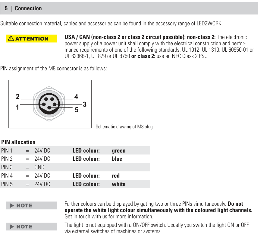 Connection - pin assignment