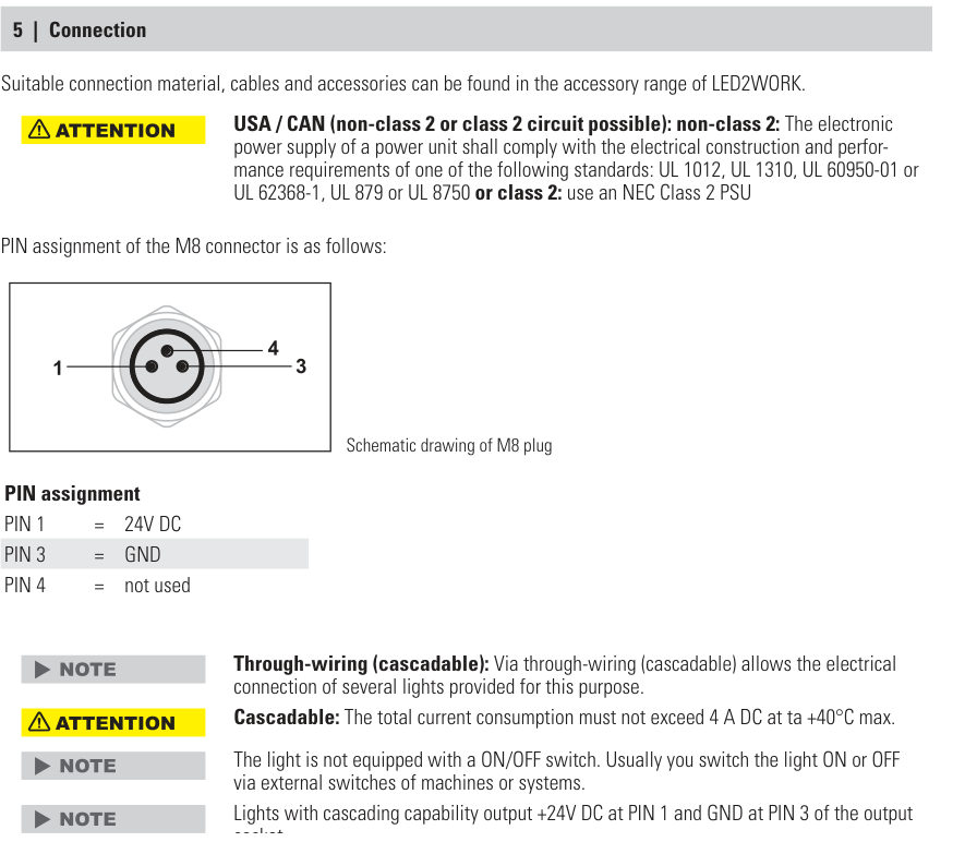 Connection - pin assignment