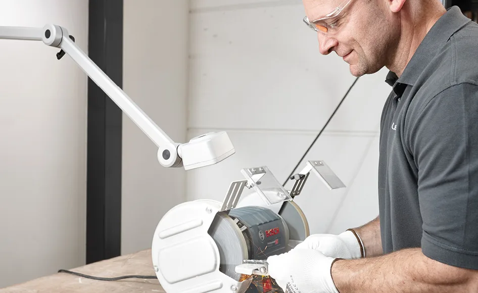 Articulated arm light in use